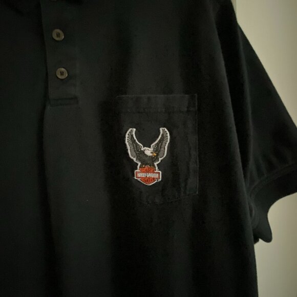 Harley Davidson Embroidered Lethbridge Polo Golf Men’s Shirt Black Cotton Sz XL - Picture 4 of 7